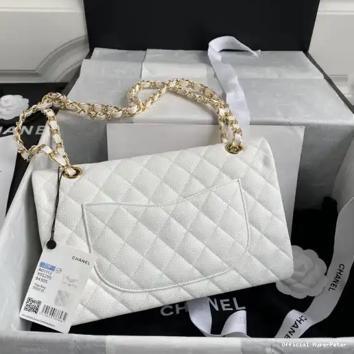 Hyper Peter White CHANEL Flap Bag 25.5 Calfskin Leather Large A01112 0222